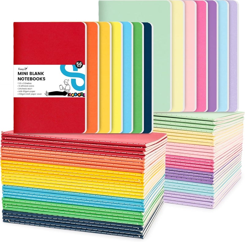Koogel 56 Pack Mini Notebooks Bulk, Blank Small Pocket Notepads 3.5 x 5.5 Inch Memo Notepad Journals for Traveler Kids Students School Office Supplies - Image 1